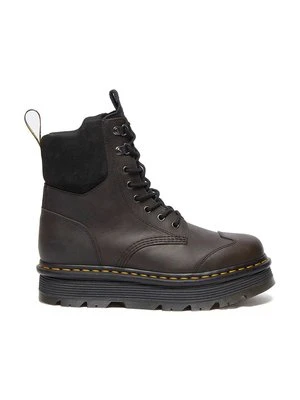 Dr. Martens workery skórzane Zebzag 8 Tie kolor brązowy na platformie lekko ocieplone DM32116733