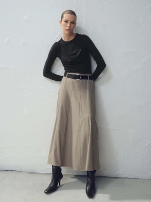 Drapowana koszulka z łączonych materiałów ciemnoszary - Kobieta - - MANGO