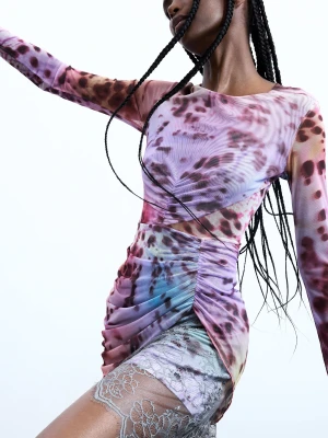 Drapowana sukienka z koronką Desigual