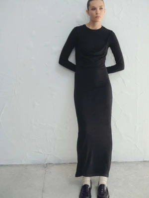 Drapowana sukienka z łączonych materiałów ciemnoszary - Kobieta - - MANGO