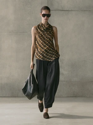 Drapowany Lejący Się Top - Żółty Musztardowy - - Massimo Dutti - Kobieta