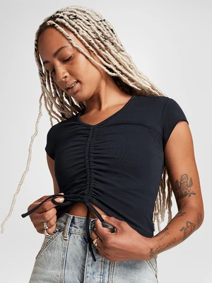 Drawstring Ruched Short Sleeve Top Converse