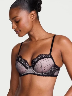 Dream Angels Biustonosz lekko usztywniany Heritage Dot Mesh Demi Victoria's Secret Różowy