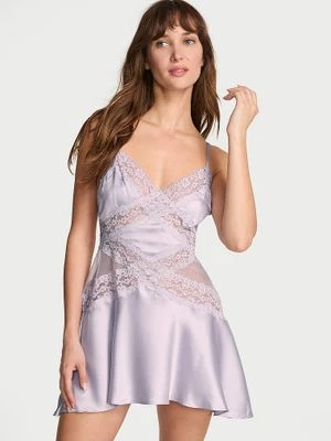 Dream Angels Koszulka nocna satynowa z koronką Lace and Satin Flounce Slip Victoria's Secret