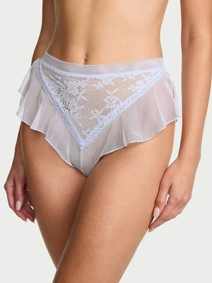 Dream Angels Majtki brazyliany z falbankami Lace Mesh Victoria's Secret Niebieski