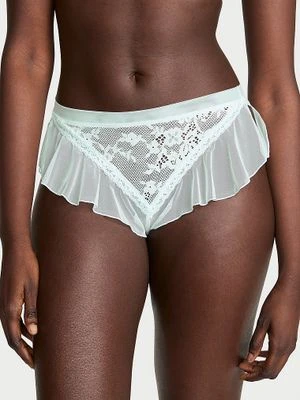 Dream Angels Majtki brazyliany z falbankami Lace Mesh Victoria's Secret Niebieski
