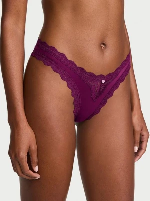 Dream Angels Majtki brazyliany z koronką Lace Trim Brazilian Victoria's Secret Fioletowy