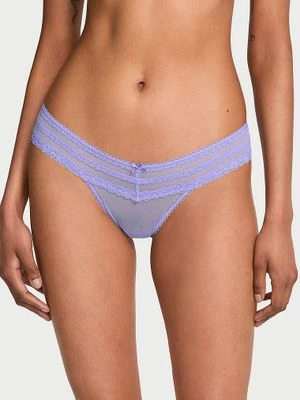 Dream Angels Majtki brazyliany z siateczki Lace-Trim Victoria's Secret Niebieski