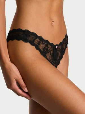 Dream Angels Majtki koronkowe bez kroku Peekaboo Brazilian Victoria's Secret Czarny