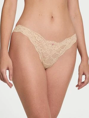 Dream Angels Majtki koronkowe Lace Bikini Victoria's Secret Beżowy