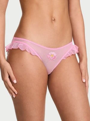 Dream Angels Majtki z haftem Watercolor Motif Flutter Bikini Victoria's Secret Różowy