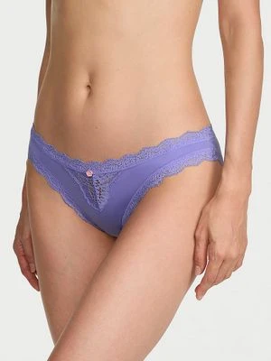 Dream Angels Majtki z koronką na krawędziach Lace-Trim Bikini Victoria's Secret Niebieski
