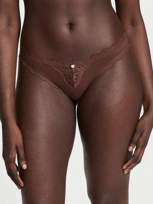 Dream Angels Majtki z koronką na krawędziach Lace-Trim Bikini Victoria's Secret Brązowy