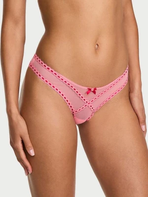 Dream Angels Majtki z siateczki brazyliany Ribbon Slot Victoria's Secret Różowy