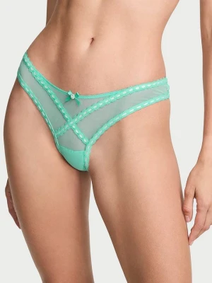 Dream Angels Majtki z siateczki brazyliany Ribbon Slot Victoria's Secret Zielony