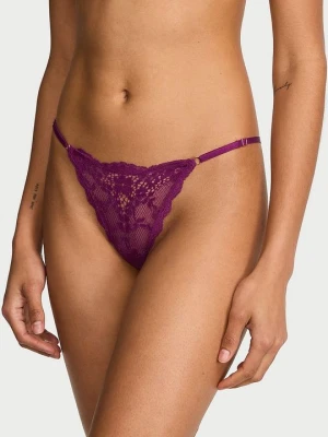 Dream Angels Stringi koronkowe z regulowanymi paskami Lace V-String Victoria's Secret Fioletowy