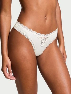 Dream Angels Stringi z koronką Lace Trim Victoria's Secret Biały