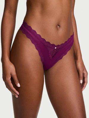 Dream Angels Stringi z koronką Lace Trim Victoria's Secret Fioletowy