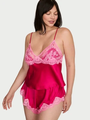 Dream Angels Zestaw satynowy do spania Lace-Trim Victoria's Secret Różowy
