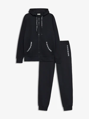 Dres z ozdobnymi detalami z miękkiej mieszanki bawełny (komplet 2-cz.) BonPrix czarny