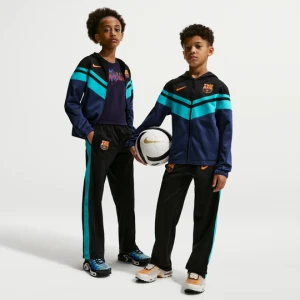 Dres piłkarski z kapturem dla dużych dzieci Nike Dri-FIT FC Barcelona (wersja trzecia) - Czerń