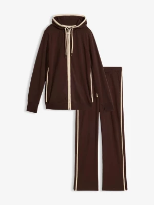 Dres sportowy z bawełny z domieszką elastanu (komplet 2-cz.) BonPrix brązowy
