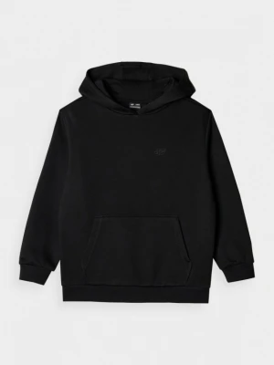 Dresowa bluza dziewczęca nierozpinana z kapturem 4F 4FJWMM00TSWSF1862 - czarna 4F JUNIOR