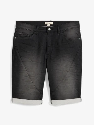 Dresowe bermudy dżinsowe, krój relaxed fit BonPrix czarny