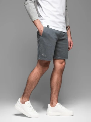 Dresowe krótkie spodenki męskie RELAXED FIT w stylu athleisure – grafitowe V3 - Rozmiar: S Ombre Clothing grafitowy