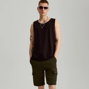 Dresowe szorty z kieszeniami cargo ciemnozielone House