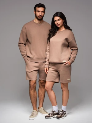Dresowy komplet UNISEX bluza + szorty - brązowy V16 - Rozmiar: M/L Ombre Clothing