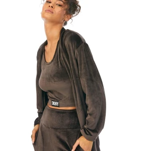 Dresowy luxe plush layer, crop tank & pant lounge set DKNY