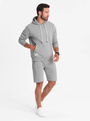 Dresowy męski komplet  bluza kangurka + szorty – szary V8 Z75
 -                                    S Ombre