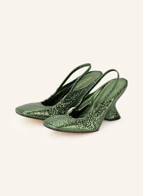 Dries Van Noten Czółenka Z Odkrytą Piętą gruen
