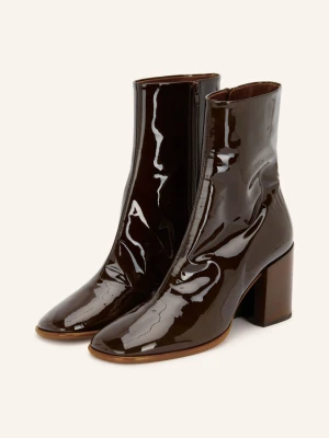 Dries Van Noten Lakierowane Botki gruen CIEMNOBRĄZOWY