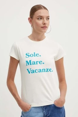 Drivemebikini t-shirt bawełniany Sole Mare Vacanze damski kolor beżowy