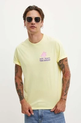 Drivemebikini t-shirt bawełniany Sole Mare Vacanze kolor żółty z nadrukiem