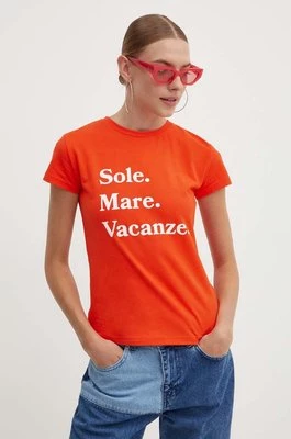 Drivemebikini t-shirt Sole Mare Vacanze damski kolor pomarańczowy