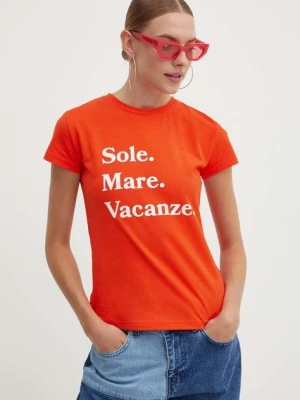 Drivemebikini t-shirt Sole Mare Vacanze damski kolor pomarańczowy