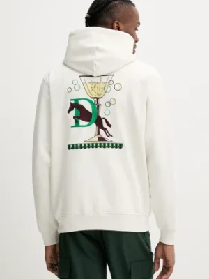 Drôle de Monsieur bluza bawełniana Le Hoodie Polo męska kolor beżowy z kapturem z aplikacją G-HO178-CO200-OW
