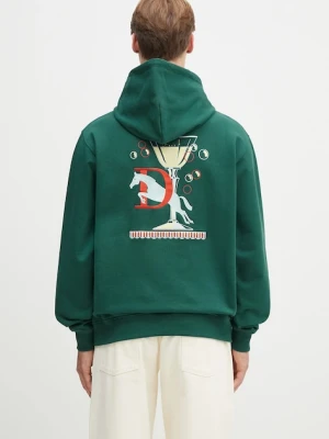 Drôle de Monsieur bluza bawełniana Le Hoodie Polo męska kolor zielony z kapturem z aplikacją G-HO178-CO200-DGN