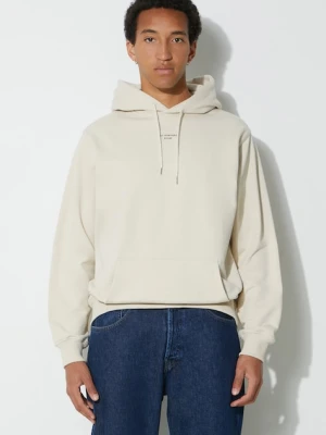 Drôle de Monsieur bluza bawełniana Le Hoodie Slogan a Poche Classique męska kolor beżowy z kapturem gładka PERM-HO161-CO127-MT