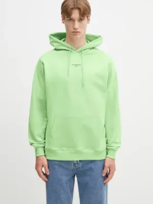 Drôle de Monsieur bluza bawełniana Le Hoodie Slogan Classique męska kolor zielony z kapturem z nadrukiem G-HO161-CO127-LGN