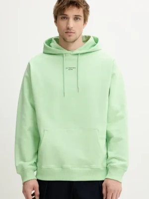 Drôle de Monsieur bluza bawełniana Le Hoodie Slogan Classique męska kolor zielony z kapturem z nadrukiem G-HO161-CO127-LGN