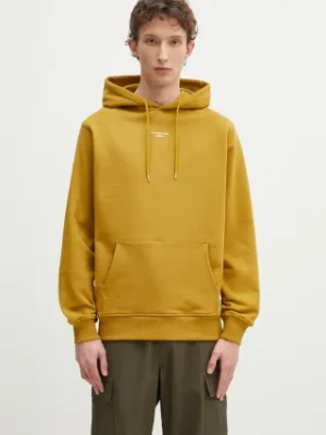Drôle de Monsieur bluza bawełniana Le Hoodie Slogan Classique męska kolor zielony z kapturem z nadrukiem G-HO161-CO127-MS