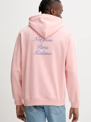 Drôle de Monsieur bluza bawełniana Le Hoodie Slogan Cursive męska kolor różowy z kapturem z aplikacją G-HO168-CO127-LPI