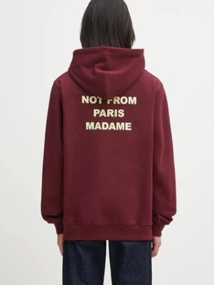 Drôle de Monsieur bluza bawełniana Le Hoodie Slogan męska kolor bordowy z kapturem z aplikacją I.HO162.CO127