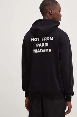 Drôle de Monsieur bluza bawełniana Le Hoodie Slogan męska kolor czarny z kapturem z nadrukiem PERM-HO162-CO127-BL
