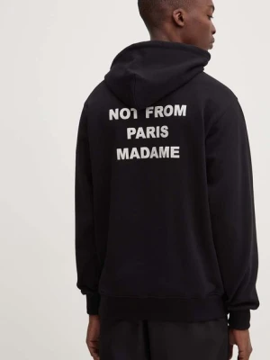 Drôle de Monsieur bluza bawełniana Le Hoodie Slogan męska kolor czarny z kapturem z nadrukiem PERM-HO162-CO127-BL