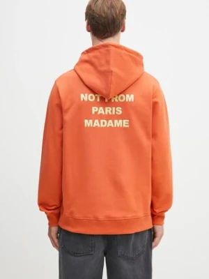 Drôle de Monsieur bluza bawełniana Le Hoodie Slogan męska kolor pomarańczowy z kapturem gładka G-HO162-CO127-RT